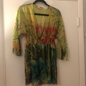 Daniel Benjamin Top- Colorful Sheer Blouse